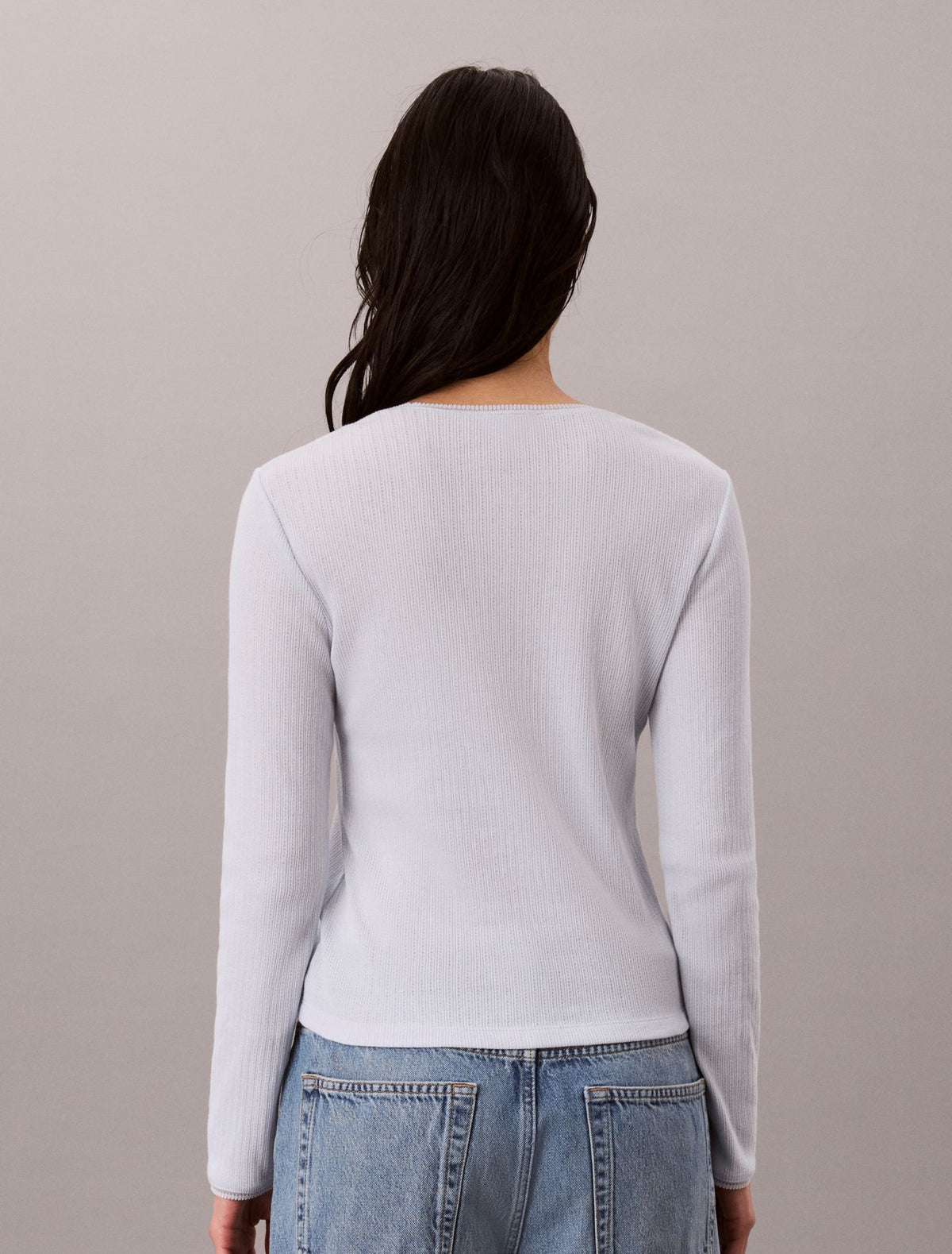 Pointelle Knit Slim Tee - Calvin Klein Women