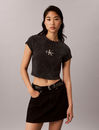 Monologo Rib Acid Wash Baby Tee - Calvin Klein Women