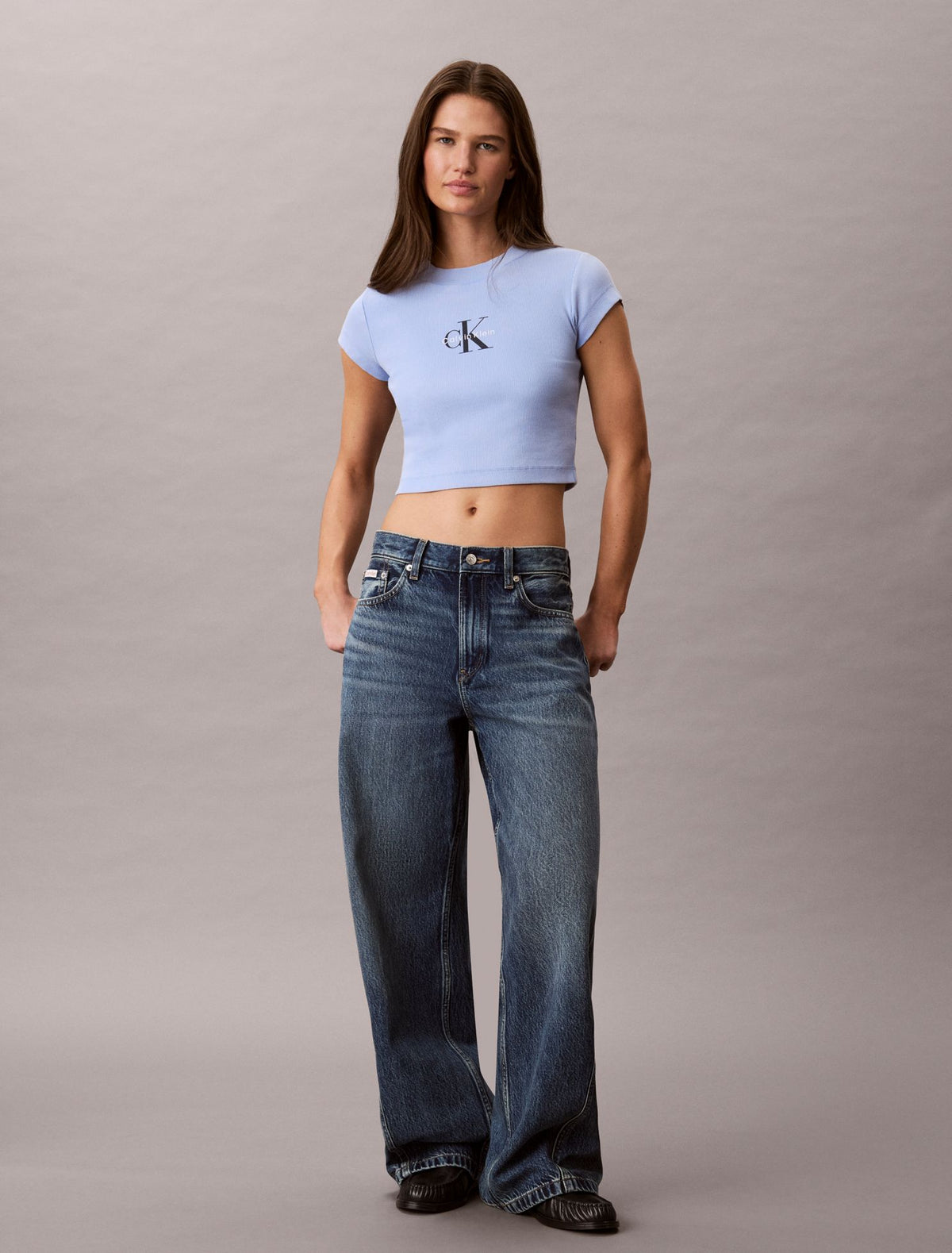 Monologo Rib Acid Wash Baby Tee - Calvin Klein Women