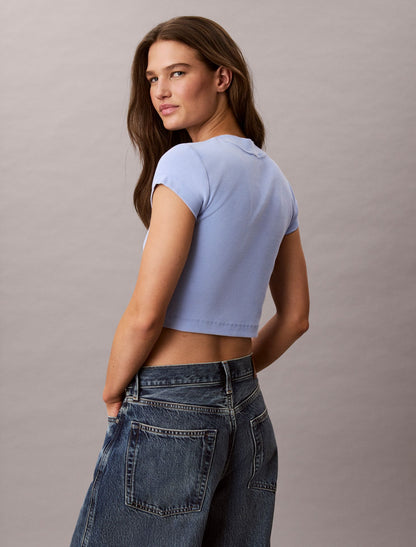Monologo Rib Acid Wash Baby Tee - Calvin Klein Women