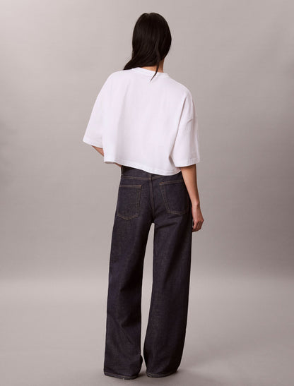 Denim Monologo Boxy T-Shirt - Calvin Klein Women