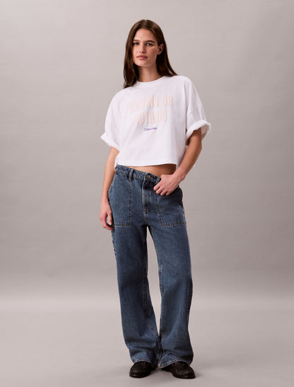 Boxy Cropped Bold Logo Tee - Calvin Klein Women