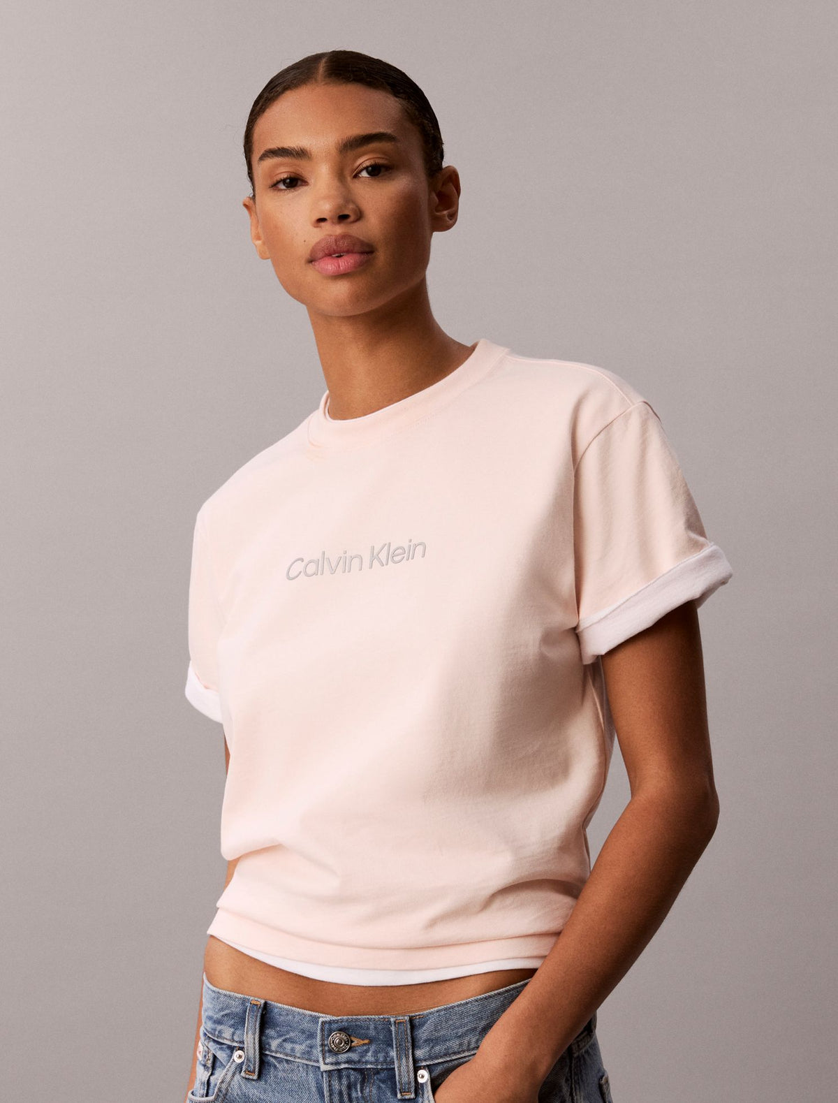 Metallic Logo Boxy Tee - Calvin Klein Women