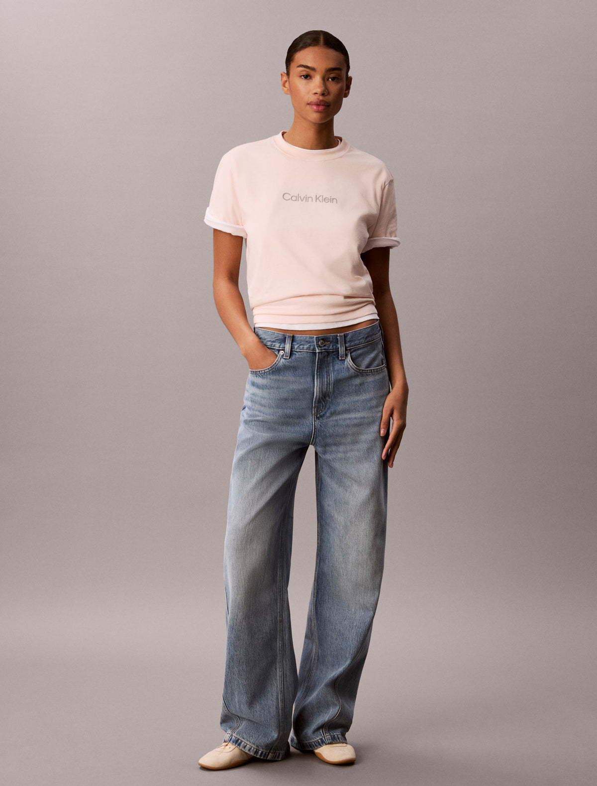 Metallic Logo Boxy Tee - Calvin Klein Women