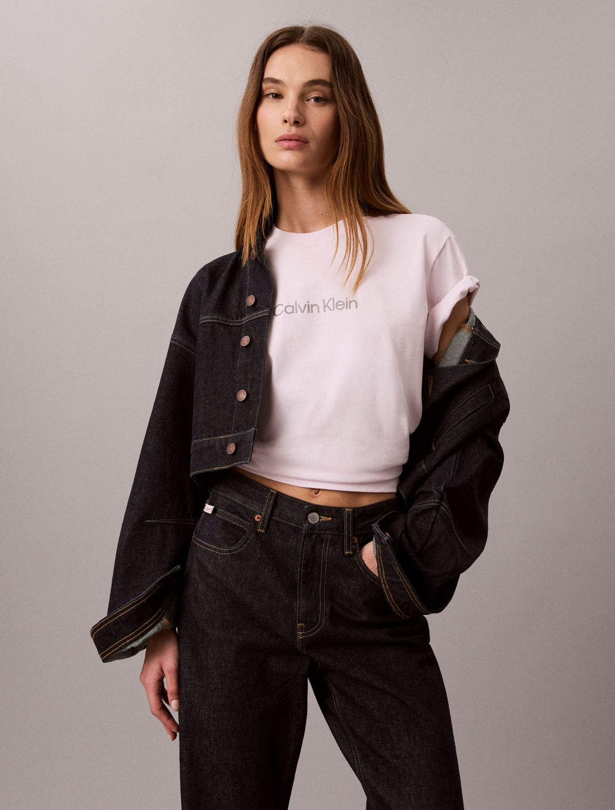 Metallic Logo Boxy Tee - Calvin Klein Women