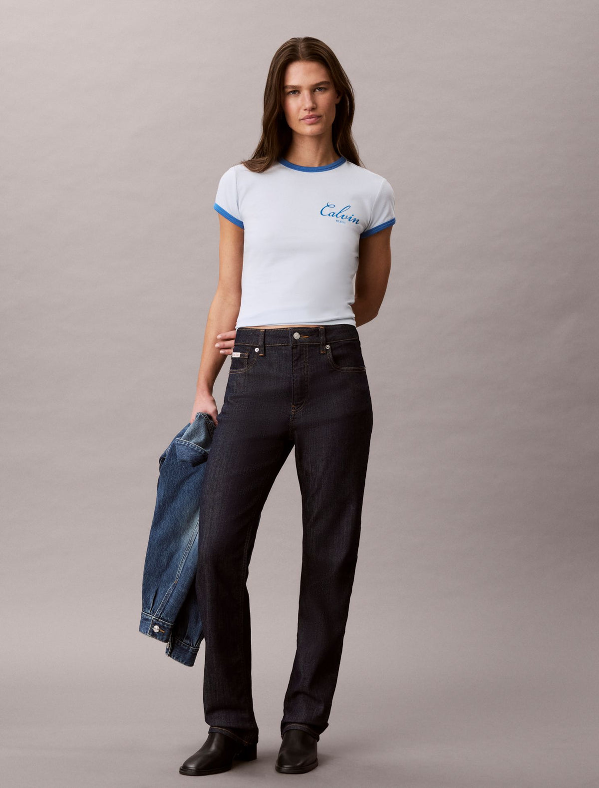 Slim Varsity Logo Ringer Tee - Calvin Klein Women