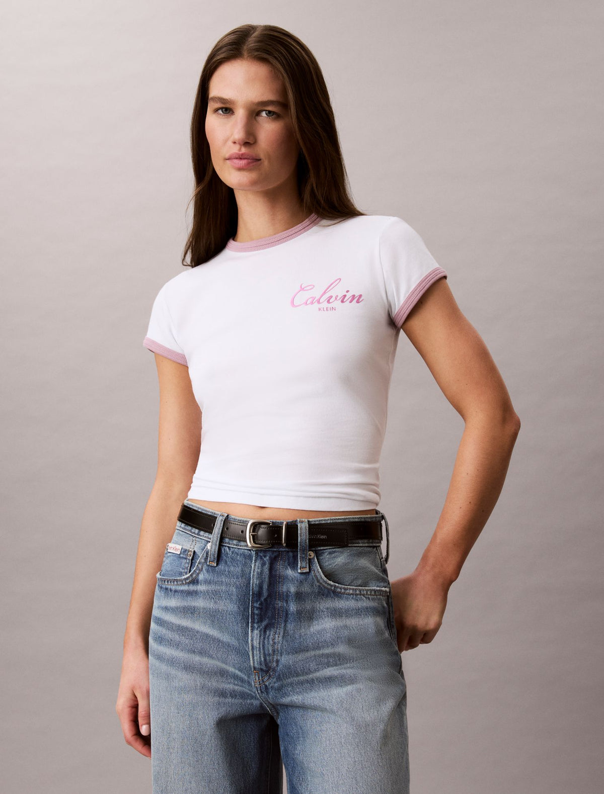 Slim Varsity Logo Ringer Tee - Calvin Klein Women