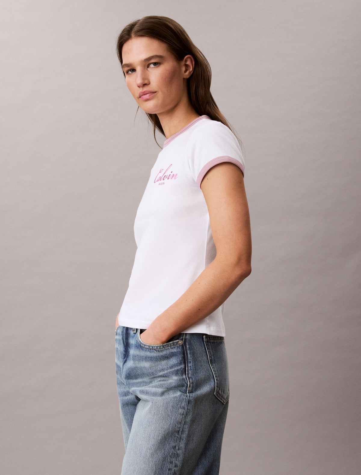 Slim Varsity Logo Ringer Tee - Calvin Klein Women