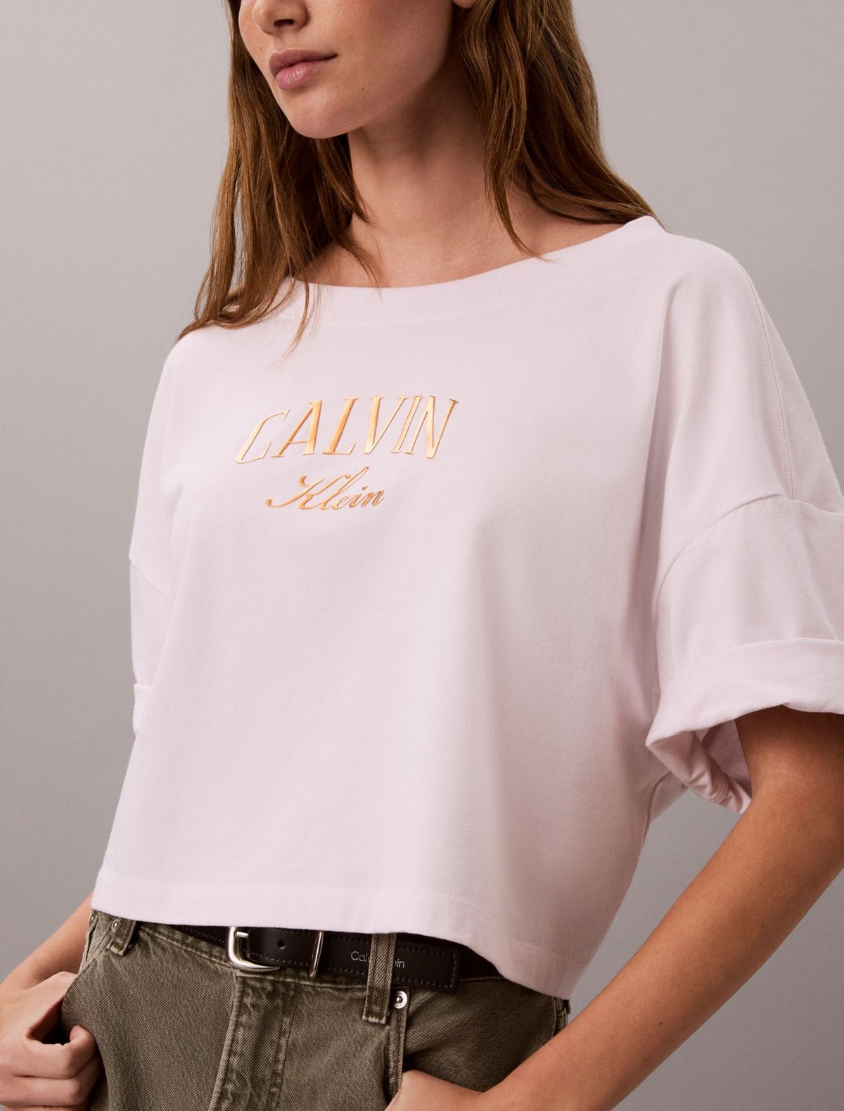 Boxy Varsity Logo Cropped Tee - Calvin Klein Women