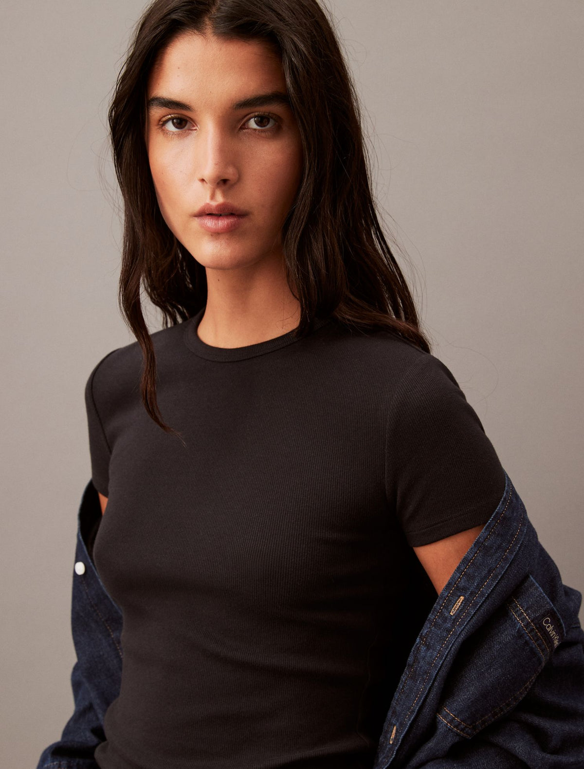 Cotton Contour Rib T-Shirt - Calvin Klein Women