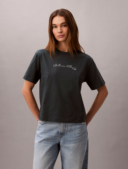 Script Logo Graphic Boxy T-Shirt - Calvin Klein Women