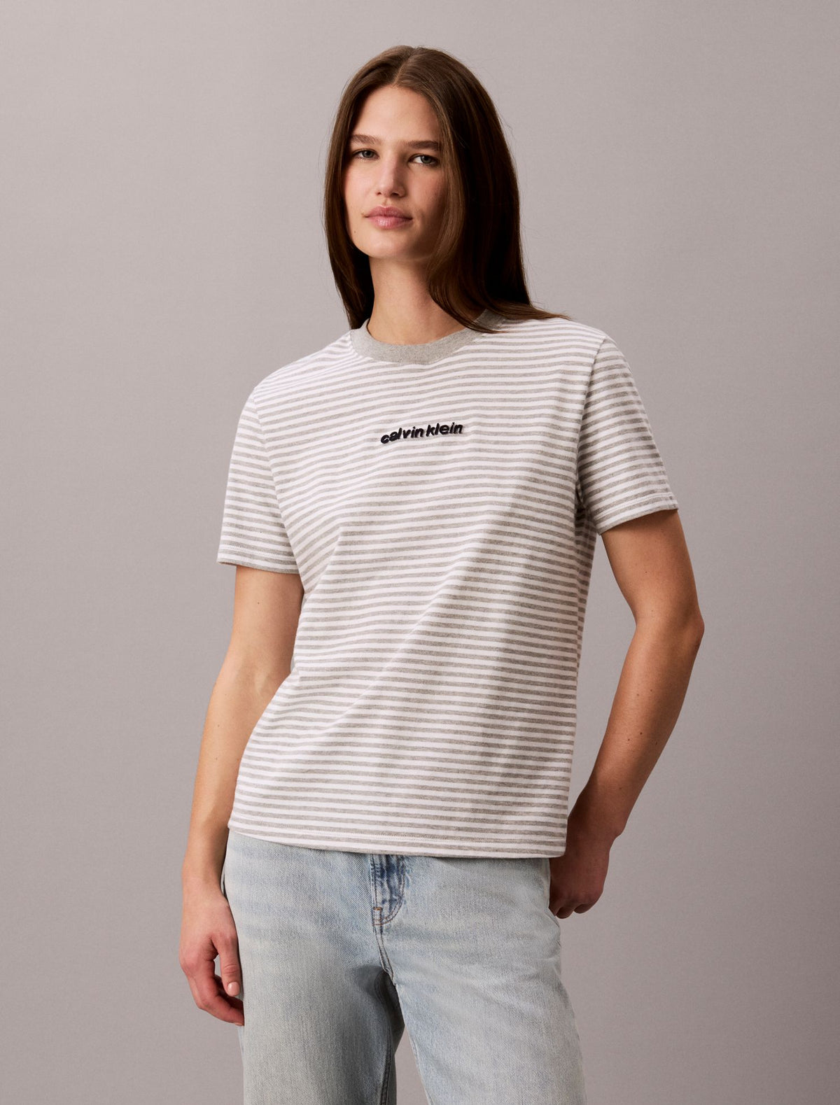 Striped CK Logo Tee - Calvin Klein Women