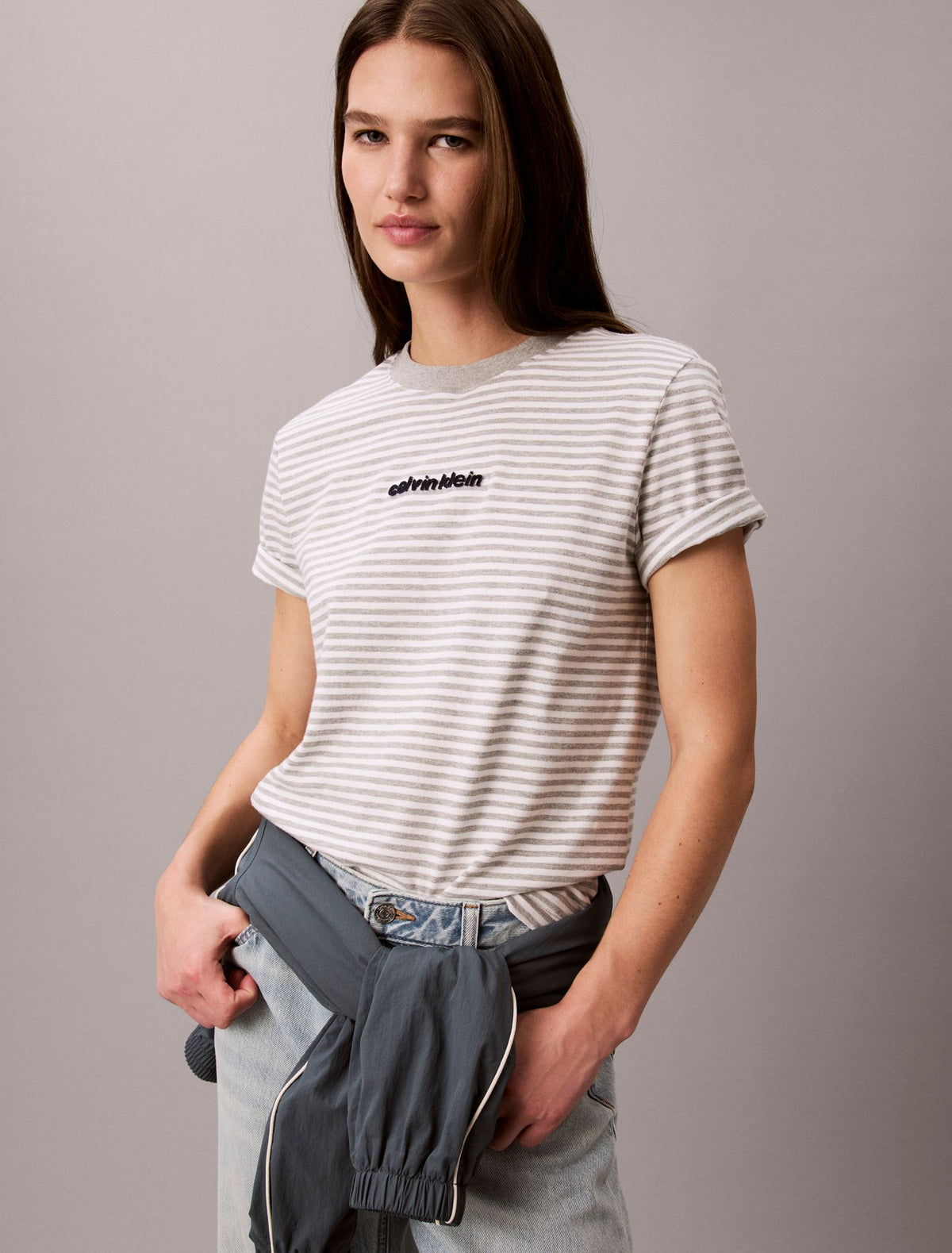 Striped CK Logo Tee - Calvin Klein Women