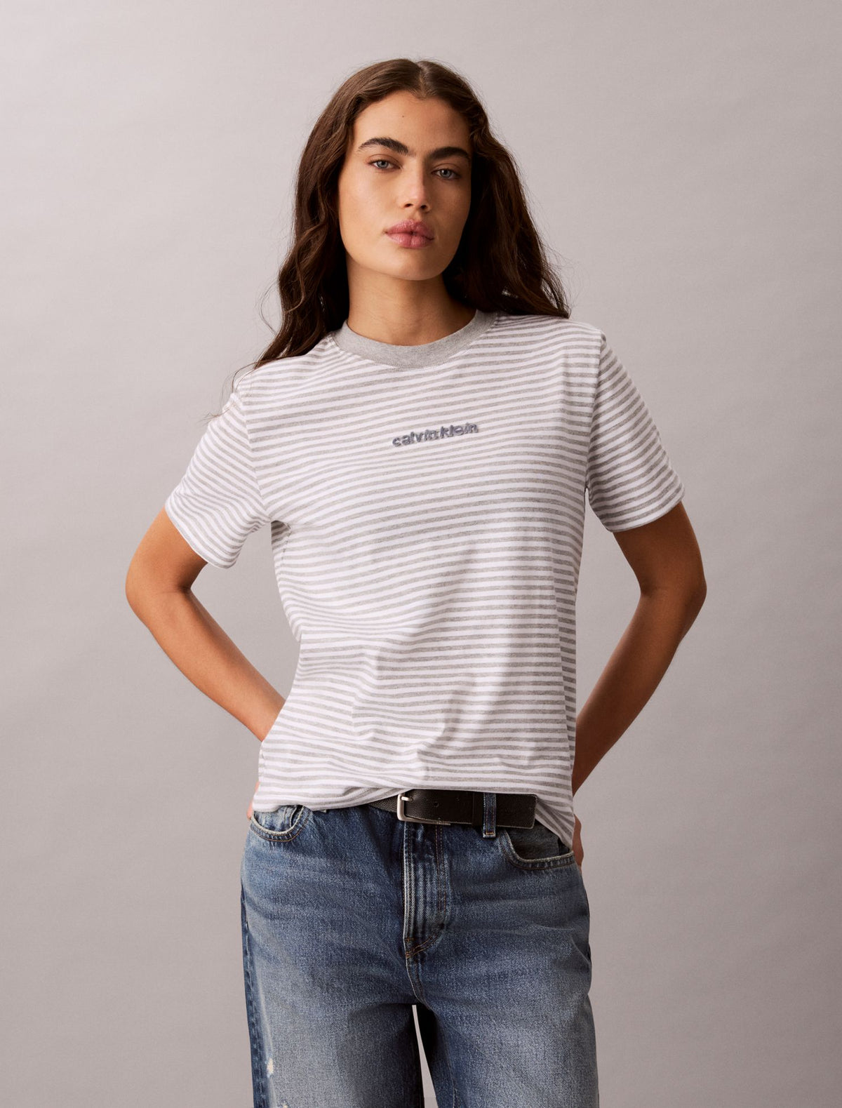 Striped CK Logo Tee - Calvin Klein Women