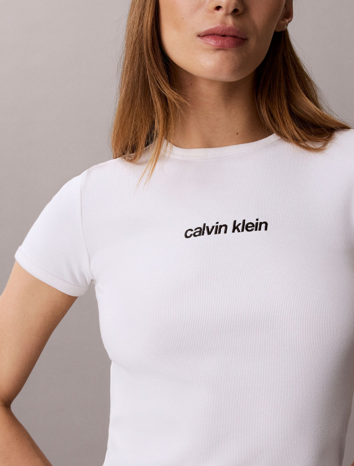 Contour Rib Logo Cropped Tee - Calvin Klein Women