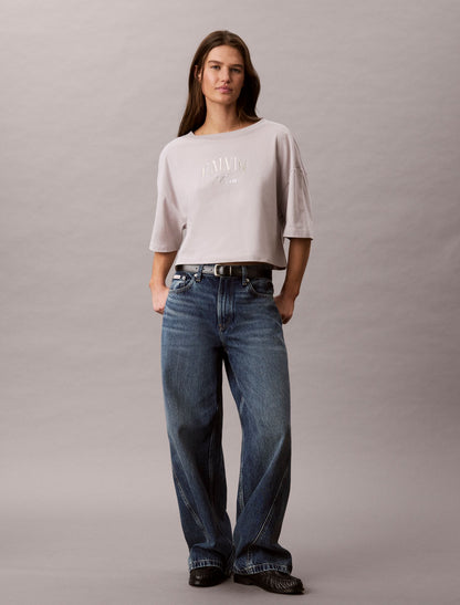 Boxy Varsity Logo Cropped Tee - Calvin Klein Women