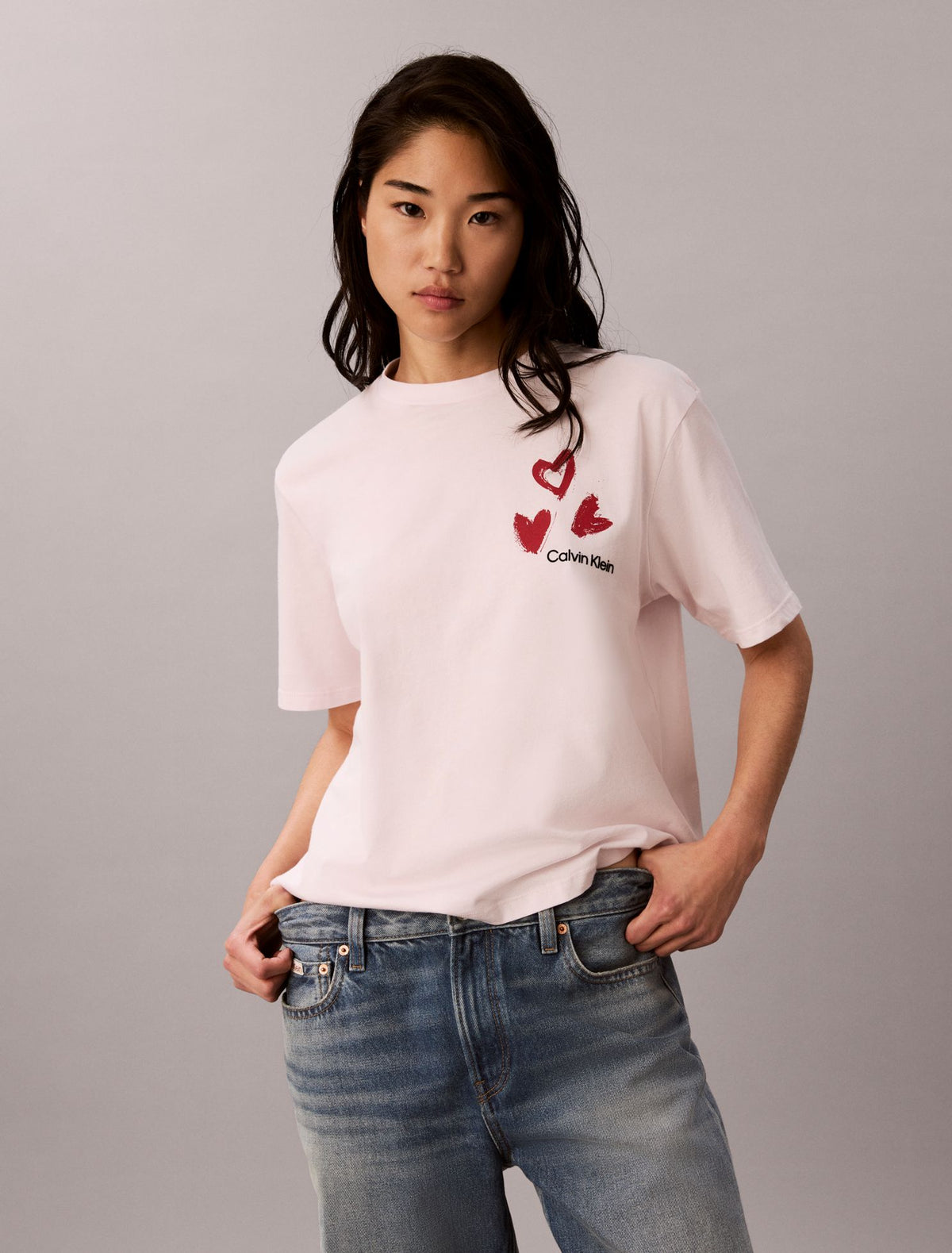 Hearts Print Boxy Tee - Calvin Klein Women