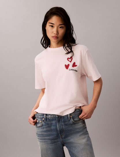 Hearts Print Boxy Tee - Calvin Klein Women