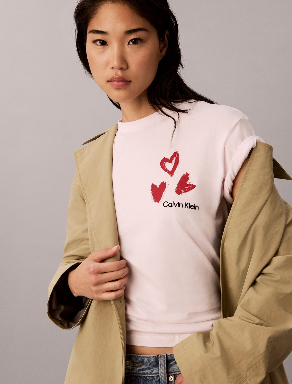 Hearts Print Boxy Tee - Calvin Klein Women