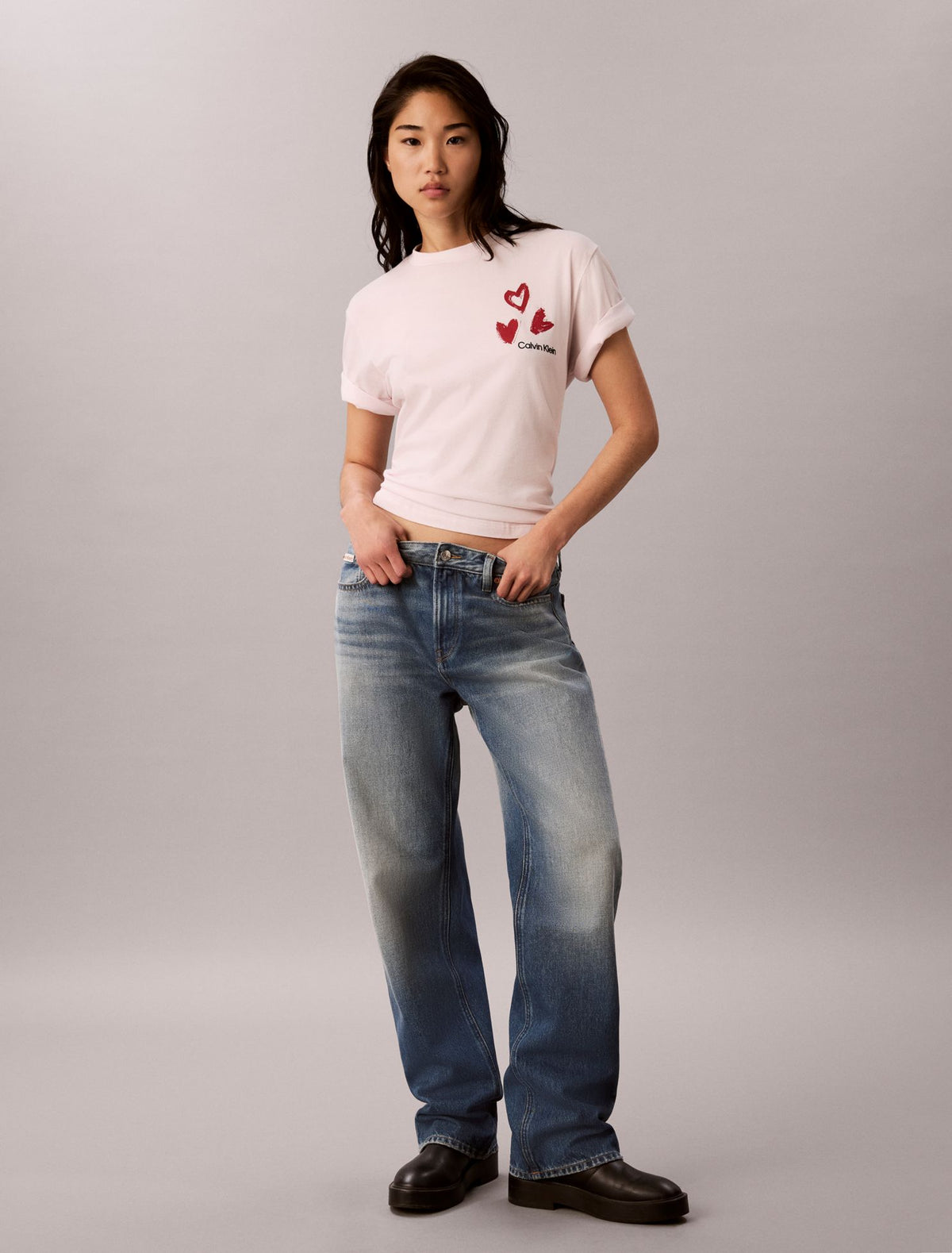 Hearts Print Boxy Tee - Calvin Klein Women