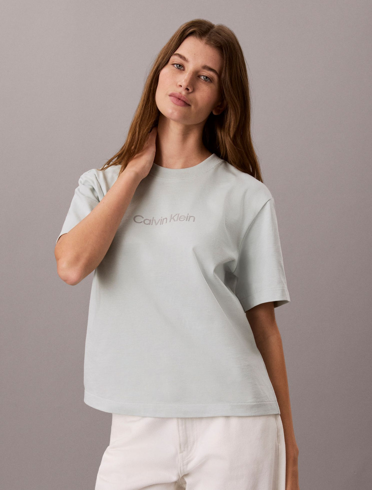 Metallic Logo Boxy Tee - Calvin Klein Women