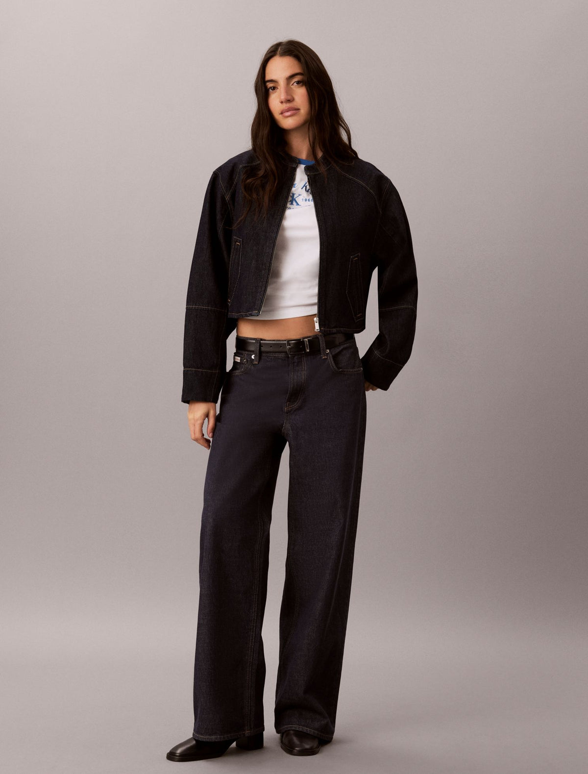 Stitch Arch Logo Slim Ringer Tee - Calvin Klein Women