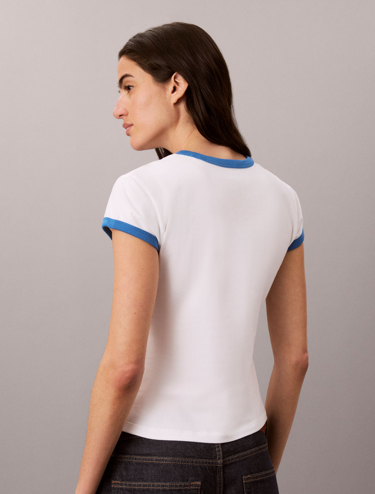 Stitch Arch Logo Slim Ringer Tee - Calvin Klein Women
