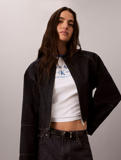 Stitch Arch Logo Slim Ringer Tee - Calvin Klein Women