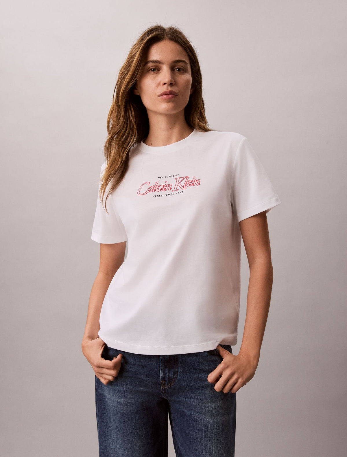Outline Calvin Klein Logo Graphic Tee - Calvin Klein Women