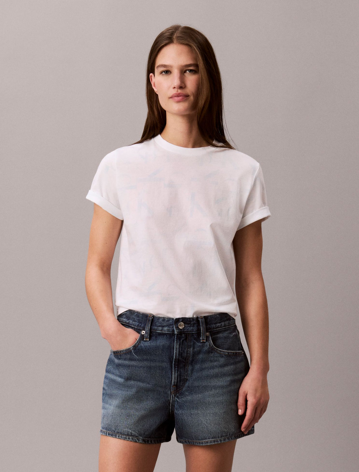 Allover Faded Monogram Classic T-Shirt - Calvin Klein Women