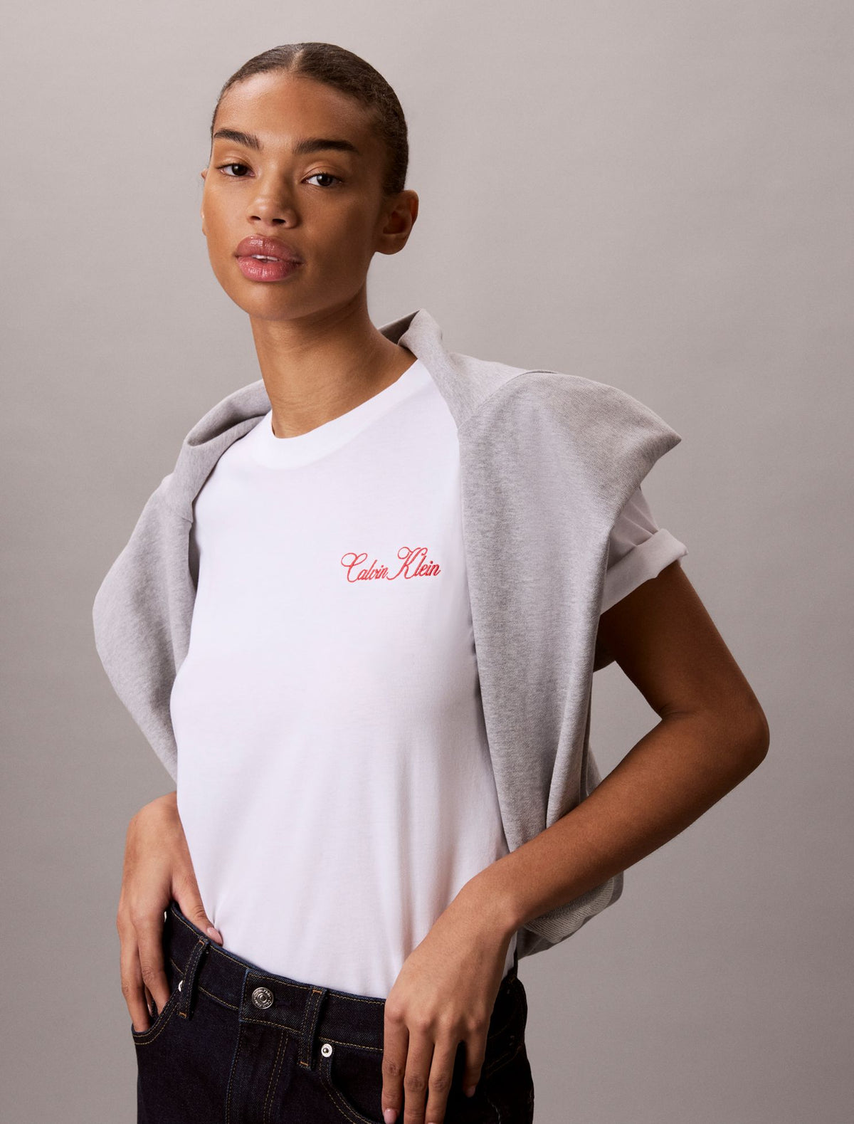 Cursive Calvin Klein Graphic Boxy Tee - Calvin Klein Women