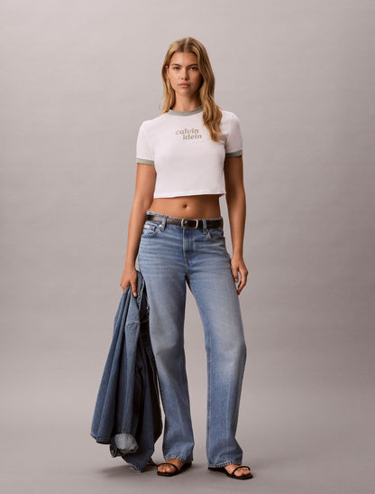 Logo Graphic Cropped Ringer T-Shirt - Calvin Klein Women