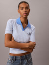 Bright White & Marina Stripe