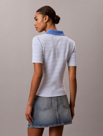 Monologo Stripe Rib Polo T-Shirt - Calvin Klein Women