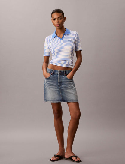 Monologo Stripe Rib Polo T-Shirt - Calvin Klein Women
