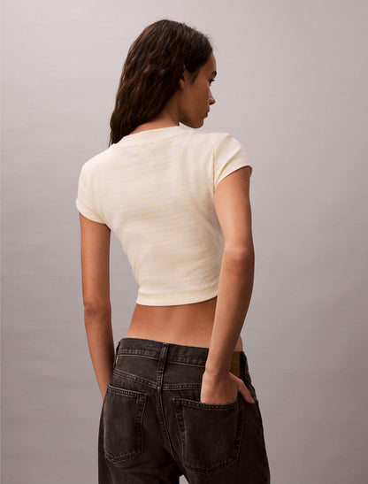 Monogram Stripe Rib Baby Tee - Calvin Klein Women