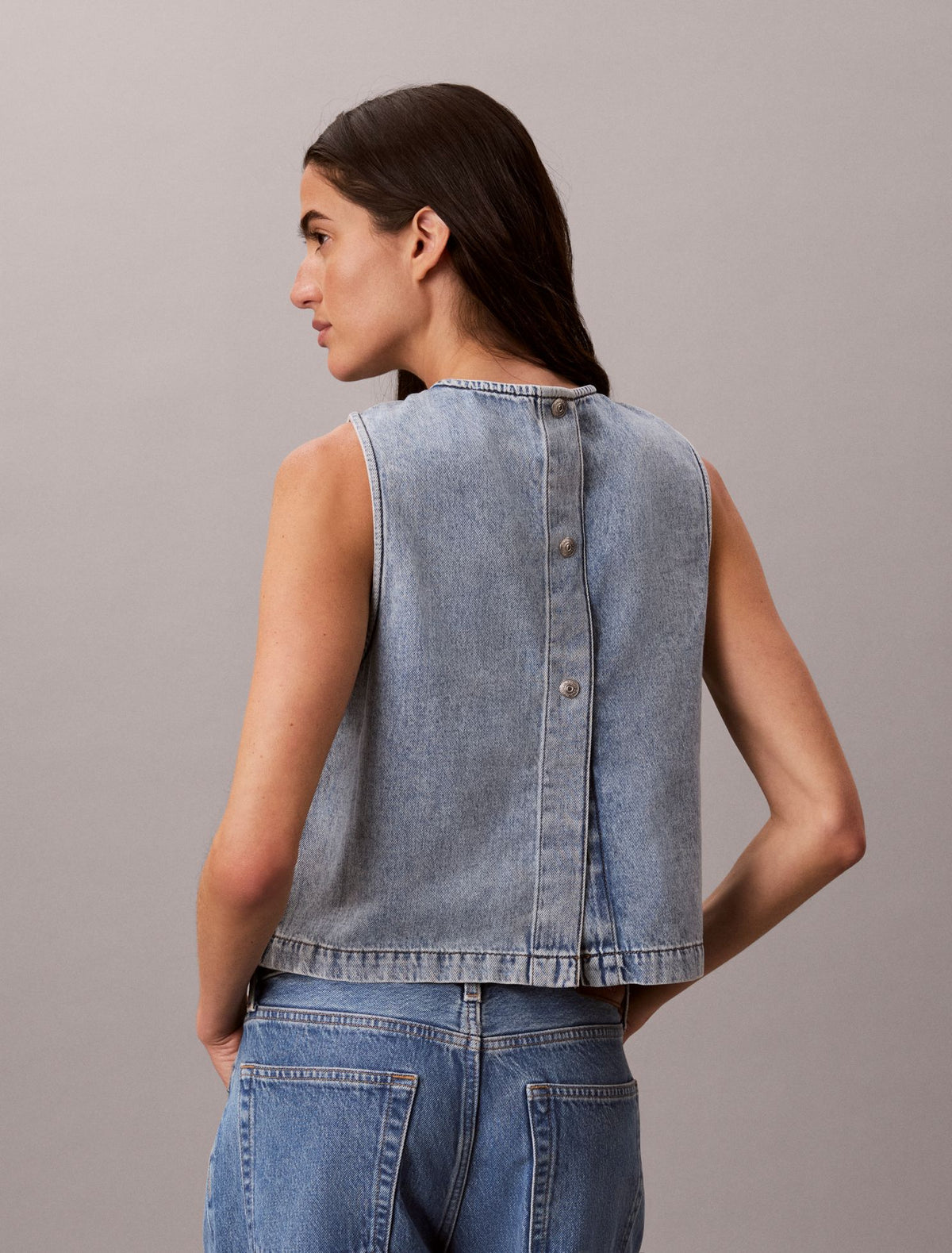 Denim Cropped Shell Top - Calvin Klein Women