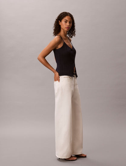 Crochet Button-Down Tank Top - Calvin Klein Women