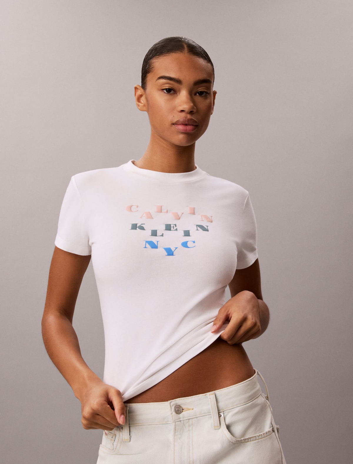 Slim Tiered Logo Graphic Tee - Calvin Klein Women