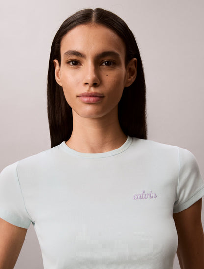 Contour Rib Logo Graphic Slim T-Shirt - Calvin Klein Women