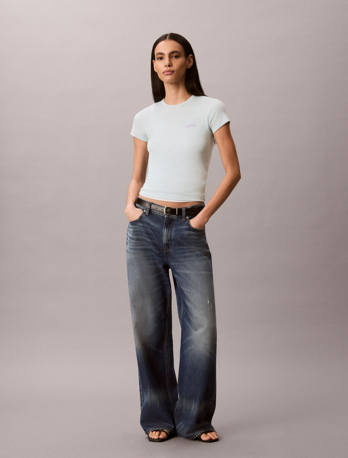 Contour Rib Logo Graphic Slim T-Shirt - Calvin Klein Women