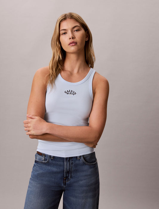Contour Rib Logo Graphic Tank Top - Calvin Klein Women
