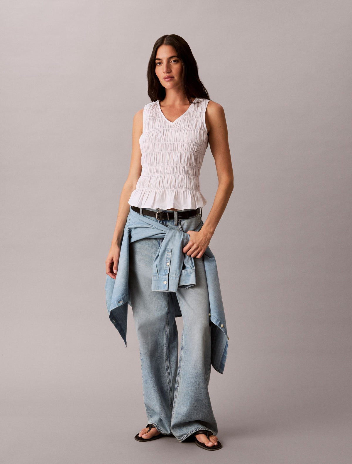 Cotton Poplin Sleeveless Top - Calvin Klein Women