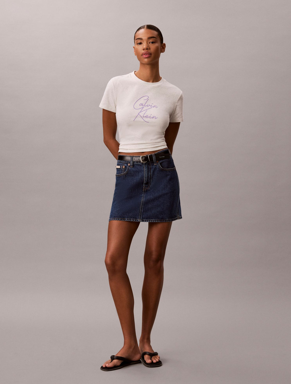Raised Script Logo Graphic Slim T-Shirt - Calvin Klein Women