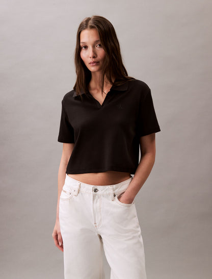 Cotton Contour Rib Polo T-Shirt - Calvin Klein Women