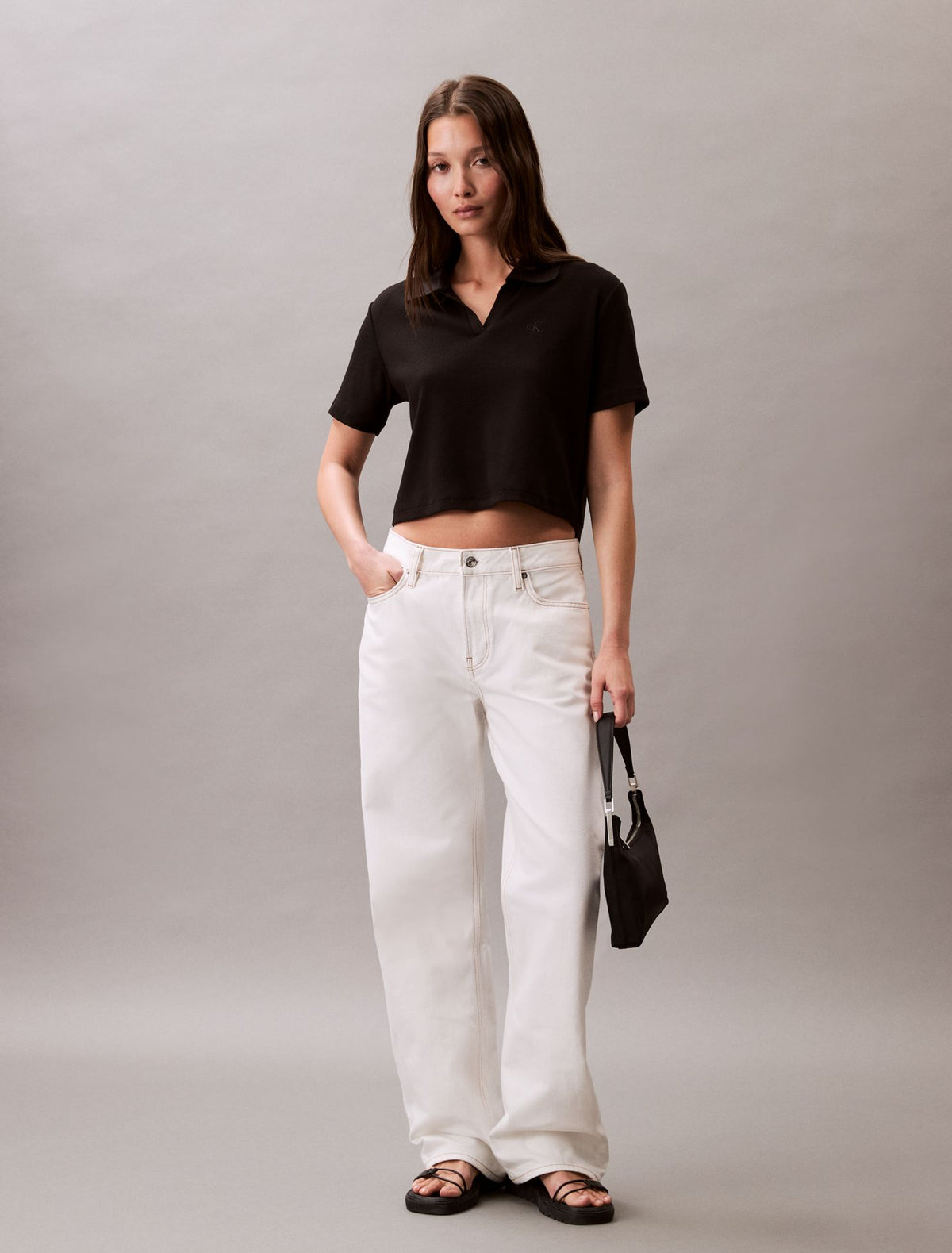 Cotton Contour Rib Polo T-Shirt - Calvin Klein Women