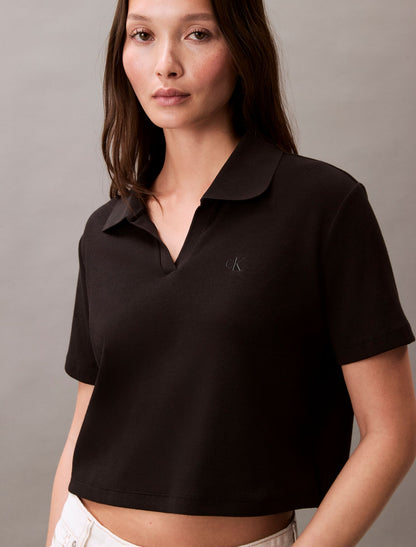 Cotton Contour Rib Polo T-Shirt - Calvin Klein Women