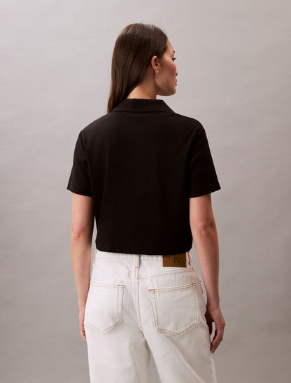 Cotton Contour Rib Polo T-Shirt - Calvin Klein Women