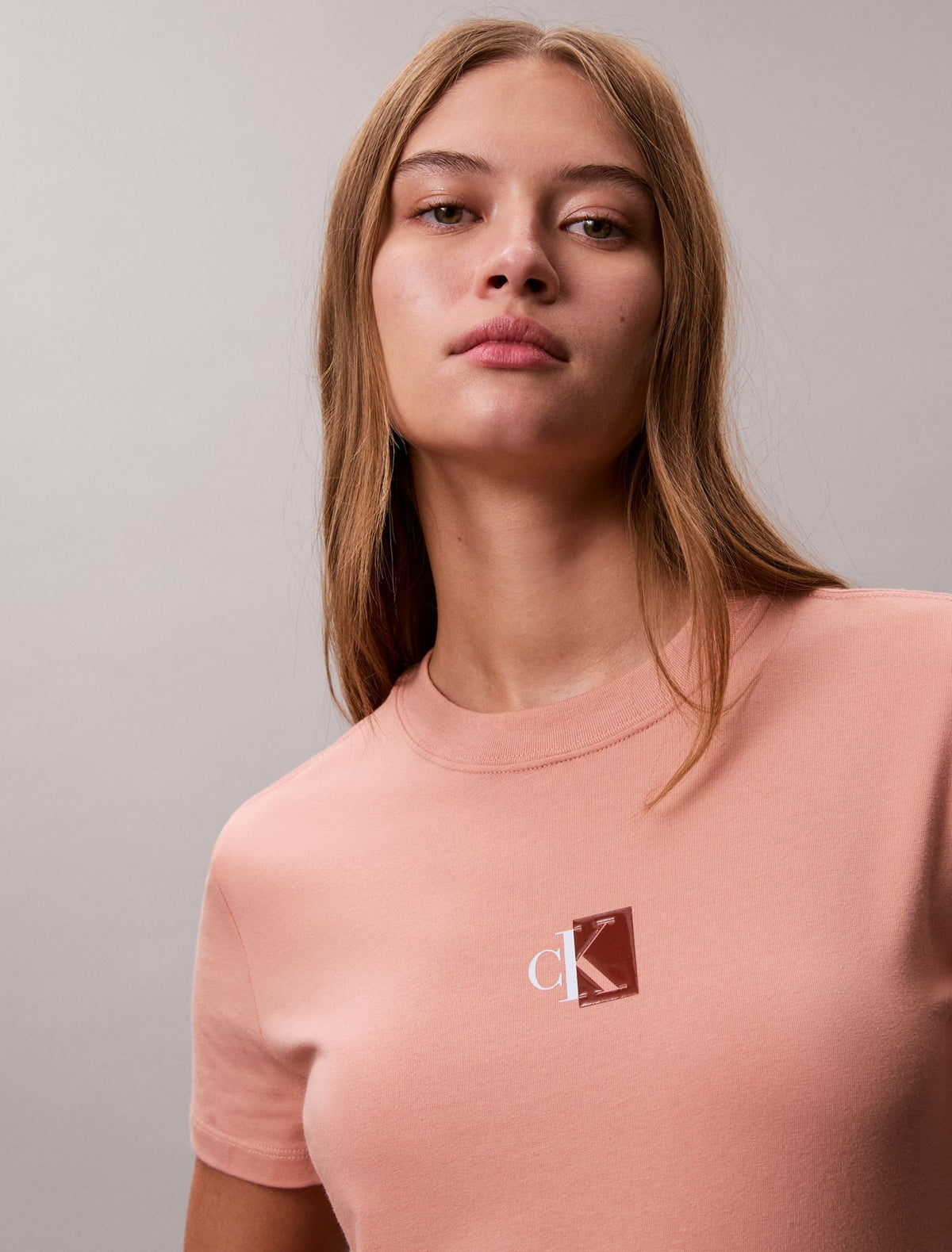 Monogram Logo Block Crewneck T-Shirt - Calvin Klein Women