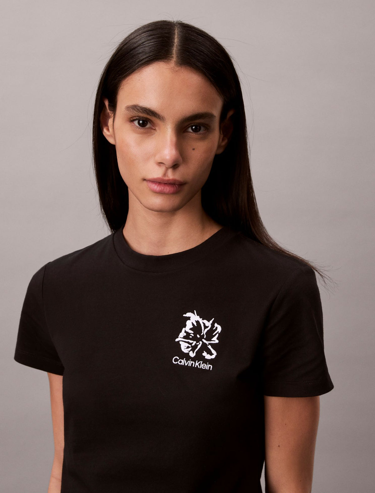 Flower Logo Graphic Slim T-Shirt - Calvin Klein Women